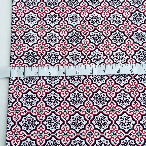 Quilt Bundle 6 Half Yards Floral Plaid & Geometric Red Black White Cotton Fabric - Picture 7 of 7